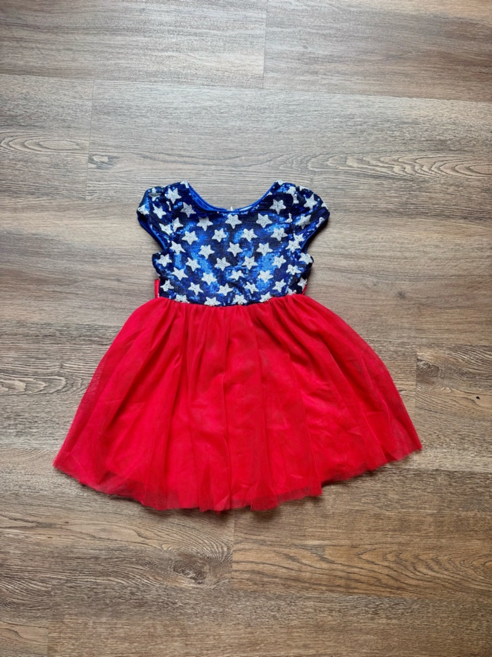 Patriotic Star Sequin & Red Tulle Girl’s Dress